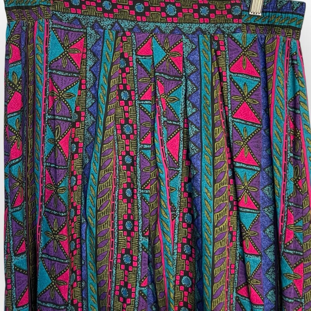 Norton McNaughton Multicolor Geometric Midi Skirt - Teal, Magenta, Blue - Picture 7 of 11